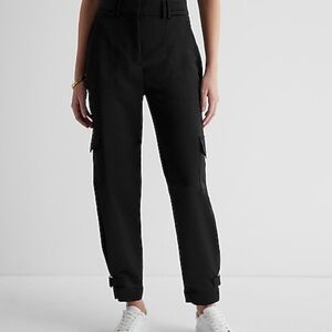 Super High Waisted Satin Cargo Ankle Pant